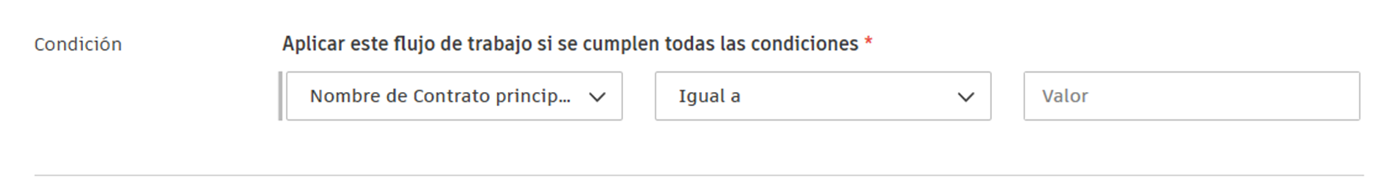 Configuración de la condición del contrato principal