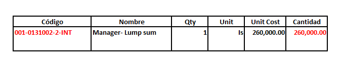 Generación del documento con el formato del código presupuestario y el nombre