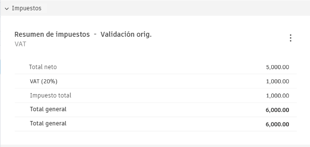 Detalles del resumen de impuestos