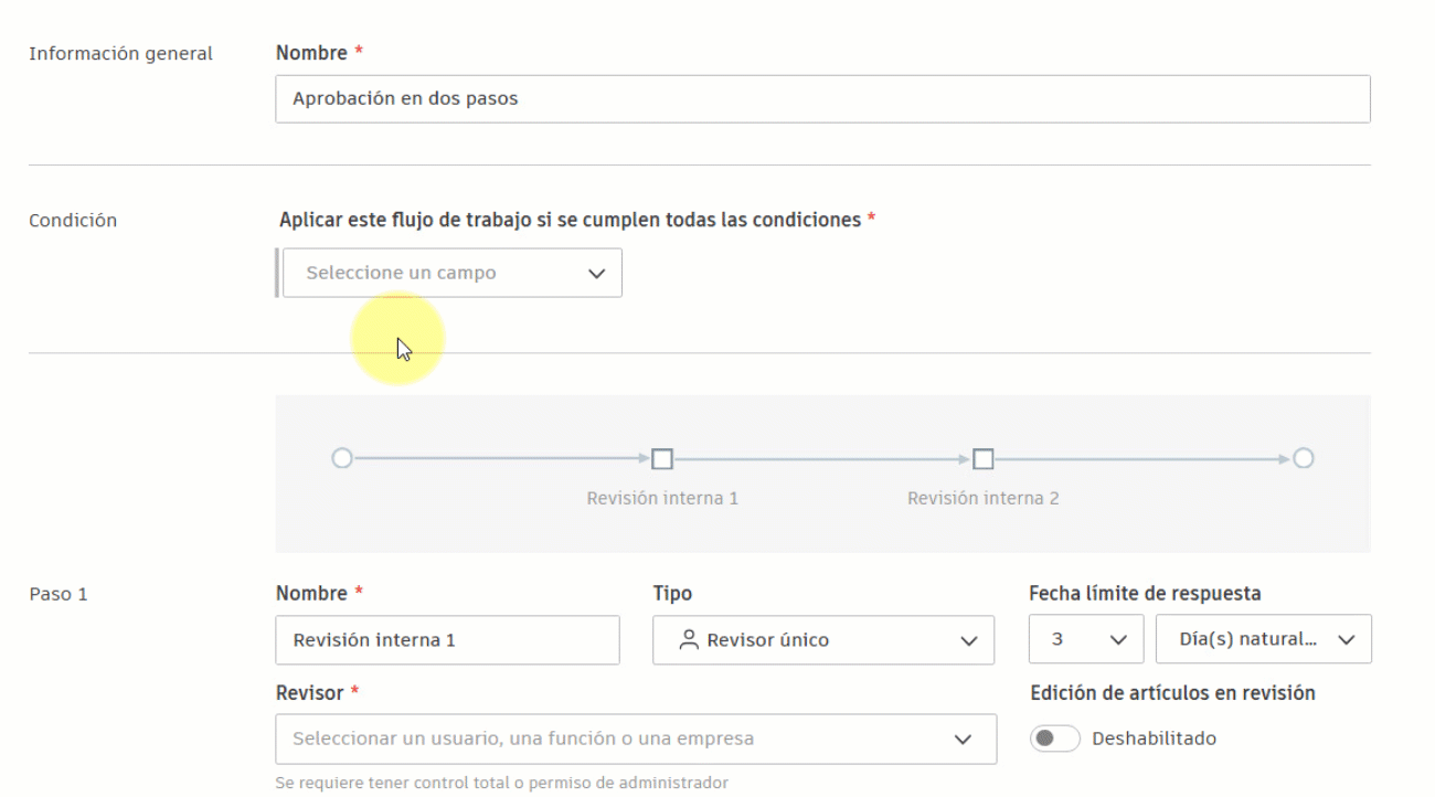 Ejemplo de condiciones de aprobación