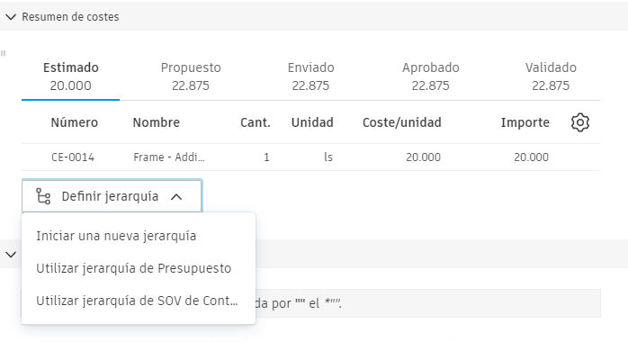 Definir jerarquía de subelementos
