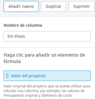 Valor de proyecto de columna personalizada