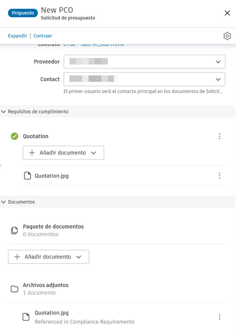 Ejemplo de respuesta por correo electrónico que muestra el archivo adjunto de presupuesto