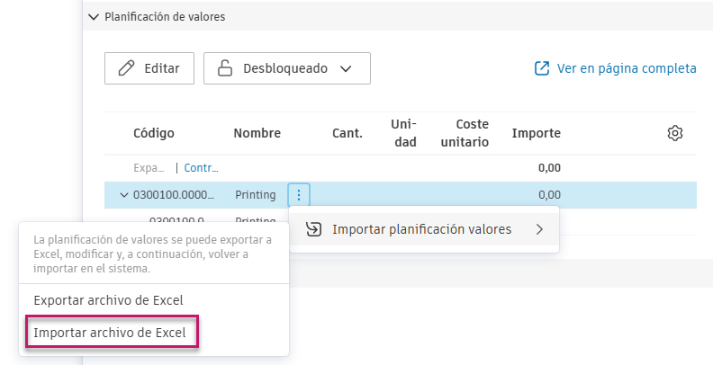 Importar archivo de Excel