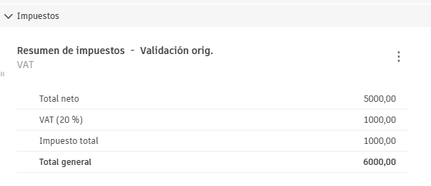 Detalles del resumen de impuestos