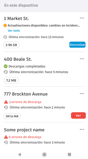 Indicadores de estado de sincronización en dispositivos móviles