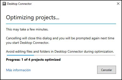 Cuadro de diálogo Optimizar proyectos
