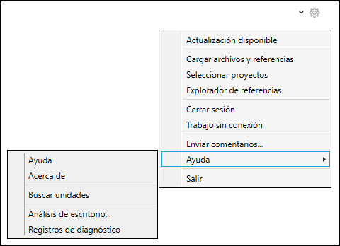 Opciones de menú y pantalla de inicio
