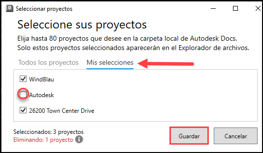 Selecciones de proyecto