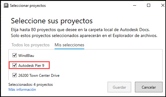 Seleccione sus proyectos