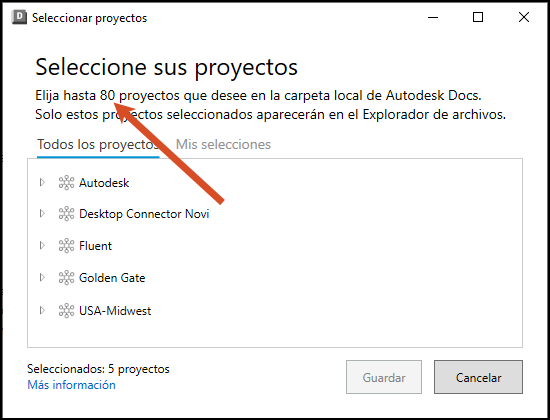 Seleccionar proyectos