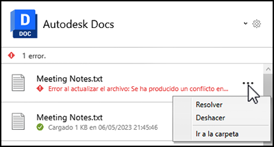 Opciones del menú Conflicto