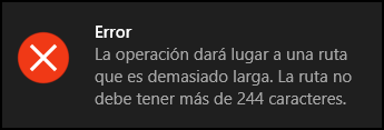 Operaciones de error de ruta