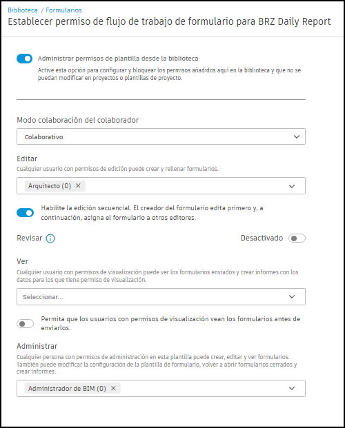 Captura de captura de pantalla de los permisos de nivel de Biblioteca