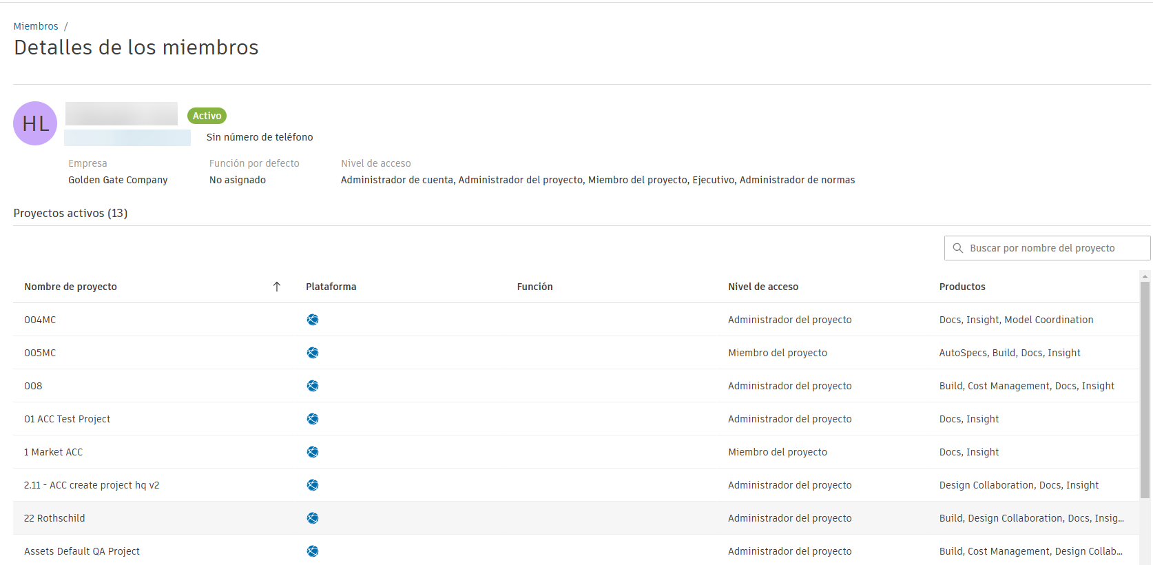 Proyectos de Detalles de Miembro