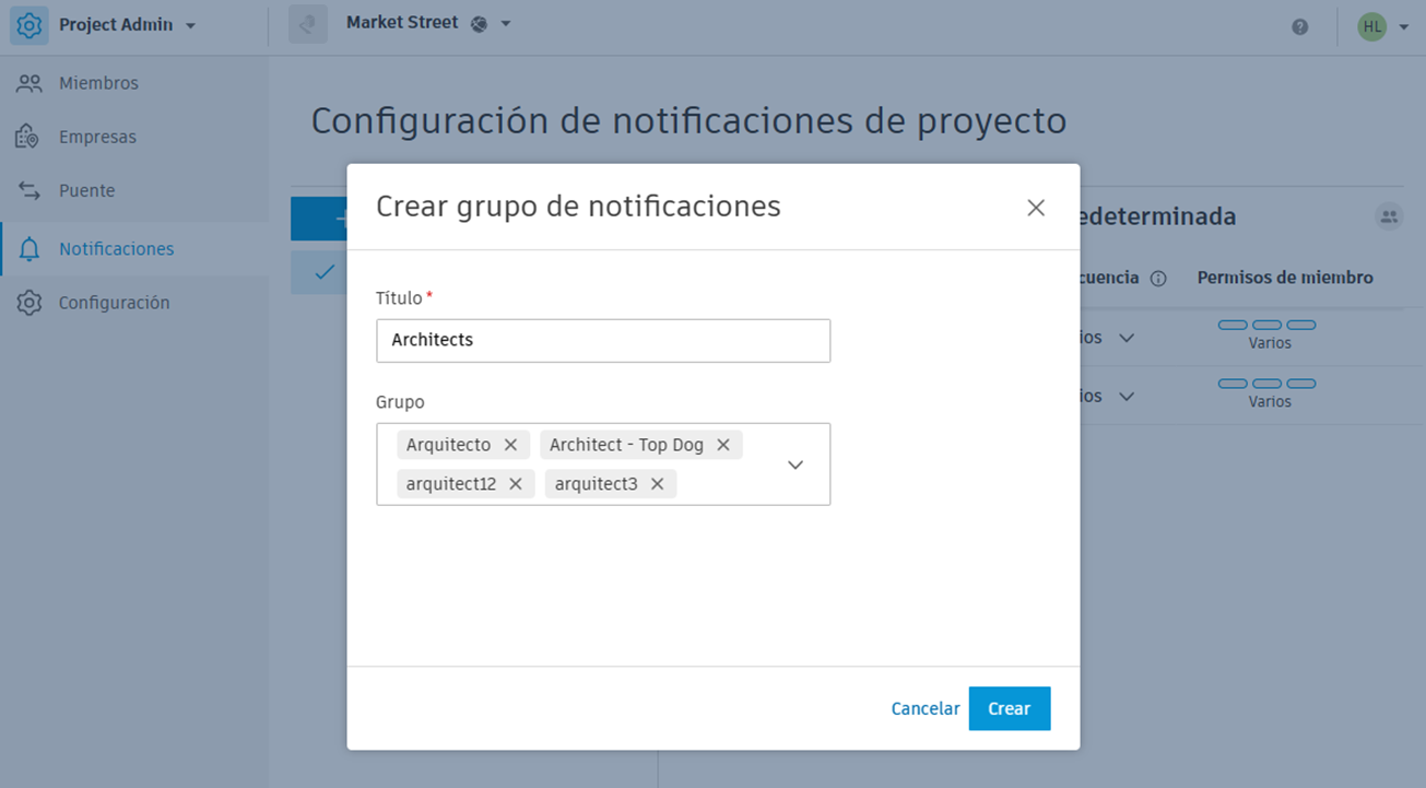 Crear nuevo grupo de notificación