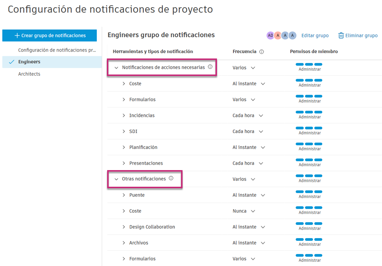 Definir frecuencia de notificación