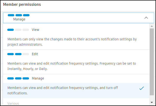 Notificaciones de permisos de usuario