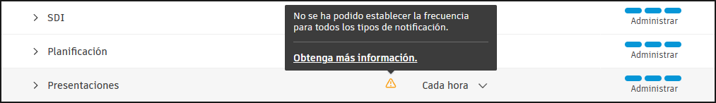 Información de herramientas con error