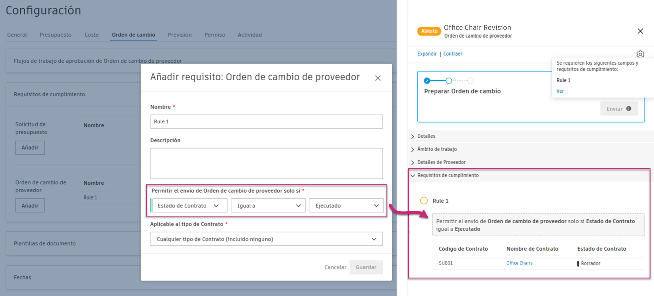 Configuración de reglas de cumplimiento