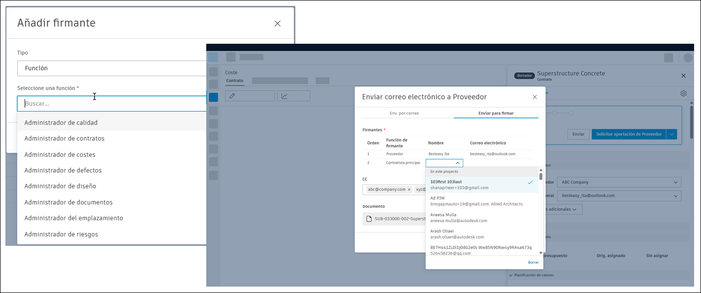 Configuración de Función como tipo de firmante