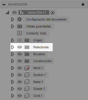 carpeta de relaciones de ensamblaje en el navegador