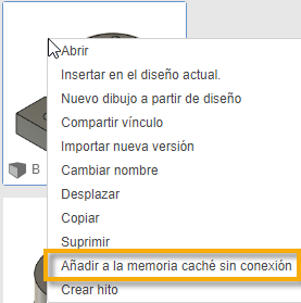 añadir a la memoria caché sin conexión, clic derecho en panel de datos
