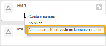 proyecto en caché, clic derecho en panel de datos