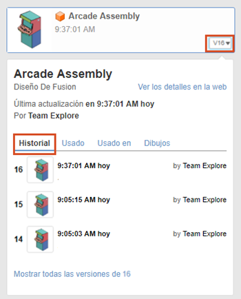 historial del panel de datos