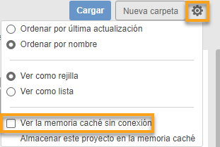 ver la memoria caché sin conexión, configuración de panel de datos