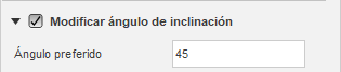 cuadro de diálogo plano y pendiente con configuración de modificación de la inclinación de 45 grados
