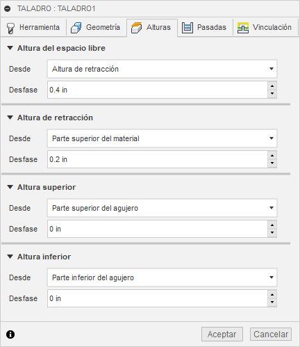 ficha alturas del cuadro de diálogo trazo 2D