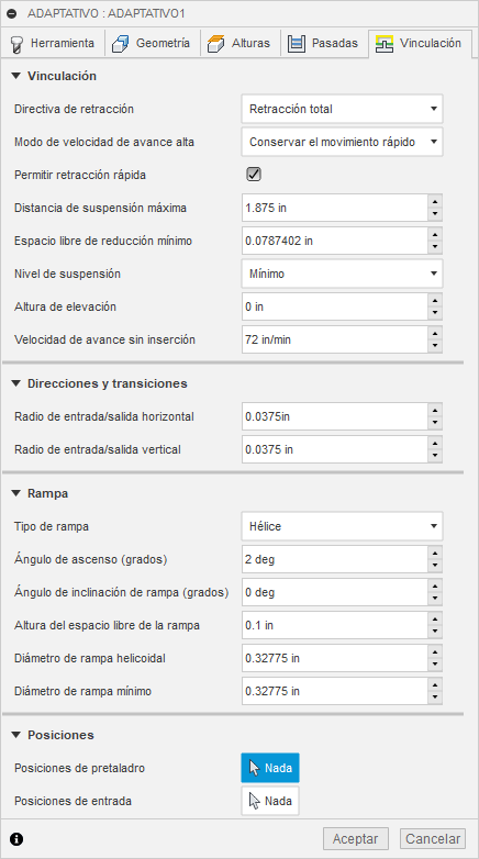 ficha vinculación del cuadro de diálogo limpieza adaptativa 3d