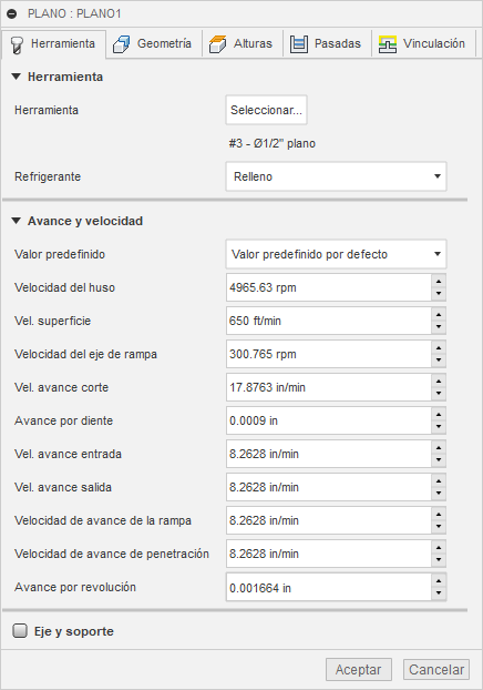 ficha herramienta del cuadro de diálogo limpieza plana 3d