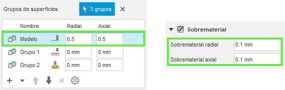 sección del cuadro de diálogo Administrador de superficies