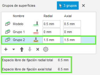 sección del cuadro de diálogo Administrador de superficies