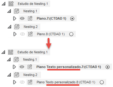 diferencia de navegador que se muestra antes y después de aplicar la regla de nomenclatura