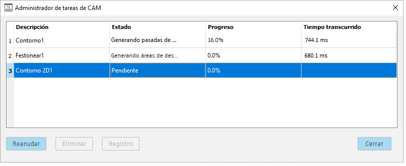 administrador de tareas: iniciar tarea pendiente