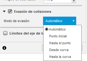 Opciones de dirección de Evitar colisiones