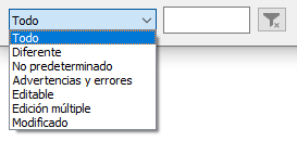 cuadro de diálogo comparar y editar: controles de filtro