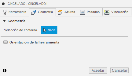 ficha geometría del cuadro de diálogo cincelado 2D