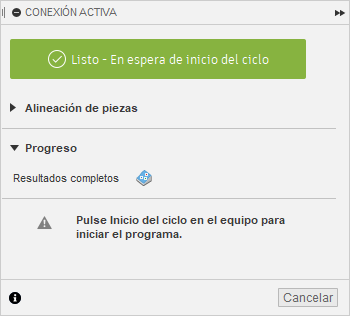 cuadro de diálogo conexión activa