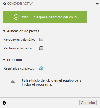 cuadro de diálogo conexión activa
