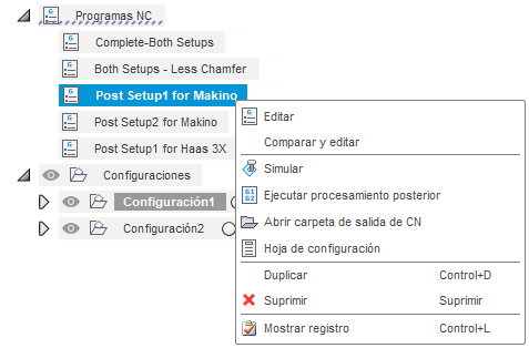 opciones de grupo de programas cn