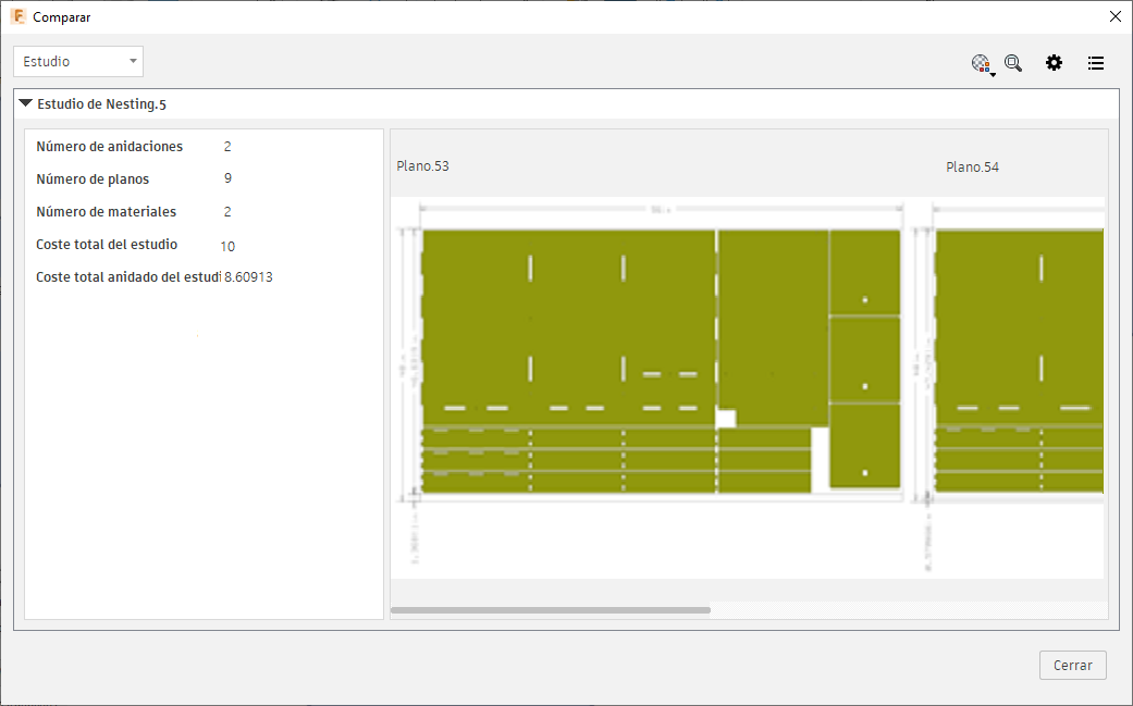 cuadro de diálogo comparar