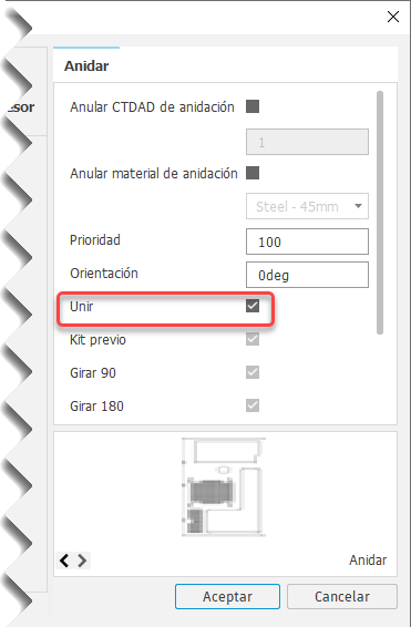unir en orígenes de componentes