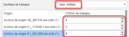 cantidades de tareas