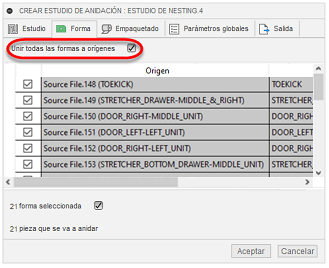 unir en cuadro de diálogo de estudio