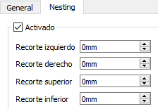 Parámetros de Nesting de empaquetado