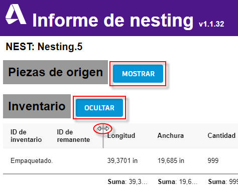 informe de nesting